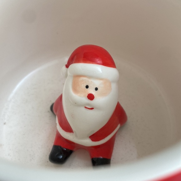 Set of 2, Red Ceramic, Christmas 3D Santa Claus mugs - Picture 2 of 5